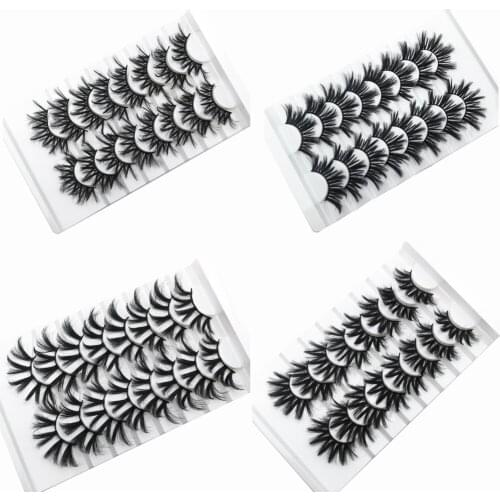NEW 3D Mink Lashes 5/8Pairs Natural False Eyelashes Fluffy Soft Wispy Volume Dramatic Long Cross Eyelash Extension Makeup