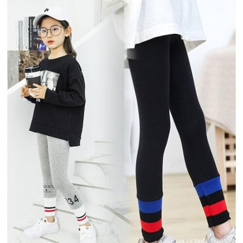 Plush Lining Girls Slim Trousers Baby Girls Leggings for Kids Autumn Spring Stretch Children Leggings Rainbow Girl Skinny Pants