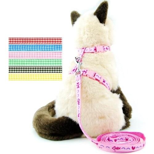 Cat Dog Collar Harness Leash Traction Rope Chest Strap Pets Safe Gentle Leader Come With Me Kitten Harness Floral Drop Shipping