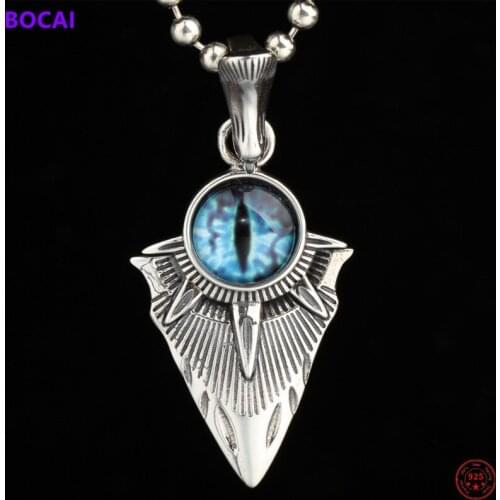 BOCAI S925 Sterling Silver Charm Pendants 2021 Popular Evil Blue Eyes Arrow Hanging Jewelry Pure Argentum Amulet for Women Men