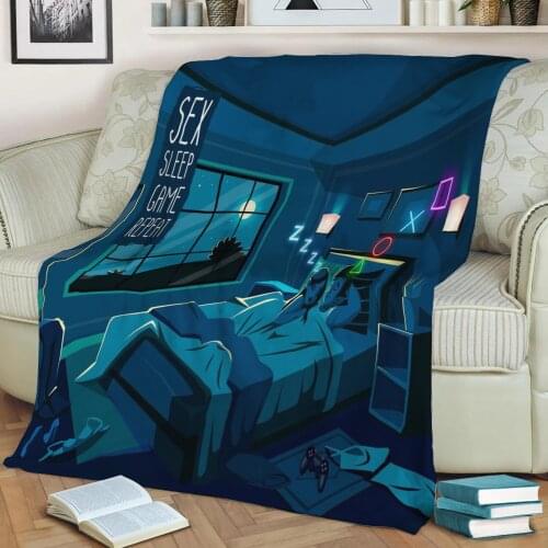 Sex Sleep Game Repeat Throw Blanket Print on Sherpa Blankets Soft for Sofa Customized DIY Plush Thin Quilt