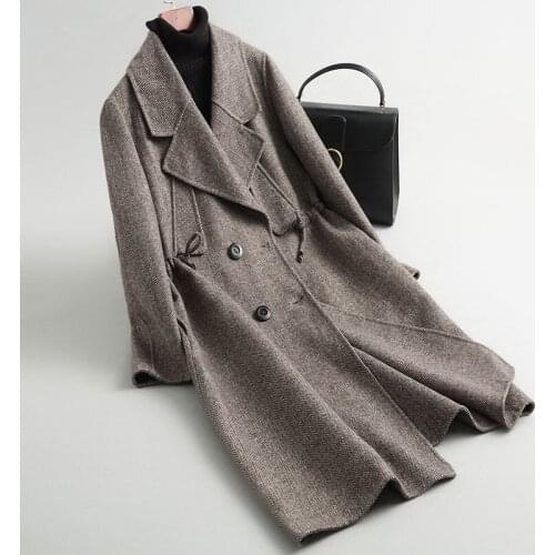 Wool Spring Coat Women Long Plaid Wool Coats Autumn Womens Jacket Female Outerwear casaco feminino 38508 WYQ1210 s 's