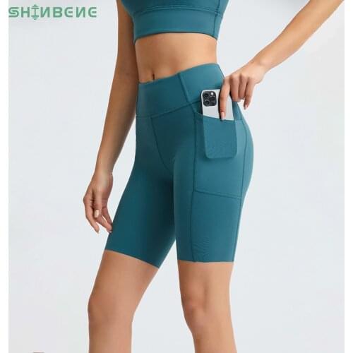 SHINBENE SWEAT LIFE Plain Gym Fitness Sport Pocket Shorts Women Naked Feel Buttery Soft Workout Training Yoga Biker Shorts