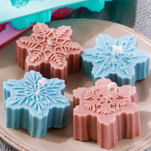 6Six Silicone Snowflake Mold Candle Soap DIY Aromatherapy Plaster Candle