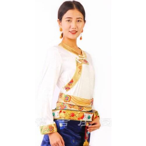 Tibetan Women blouse Spring Embroidered shirt Long sleeve Chinese T shirt