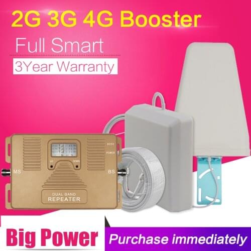 Full Smart 2G 3G 4G Signal Booster GSM WCDMA LTE 1800 2100 Mobile Signal Booster LTE Repeater 3G 4G Cell Phone Booster Amplifier