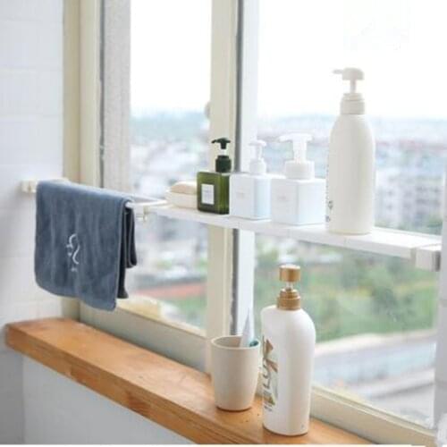 Free punch Retractable Partitions on Windowsills Waterproof and Rustproof Kitchen Slots Carbon Tube Easy Clean Bathroom Shelves