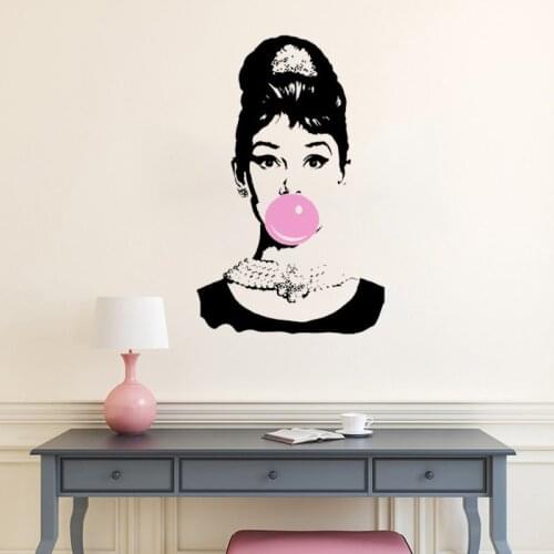 YOYOYU Audrey Hepburn Bubble Gum Beauty Hair Salon Wall Decal Interior Removable Vinyl Wall Decor Home Decor Inteior Mural ZW279