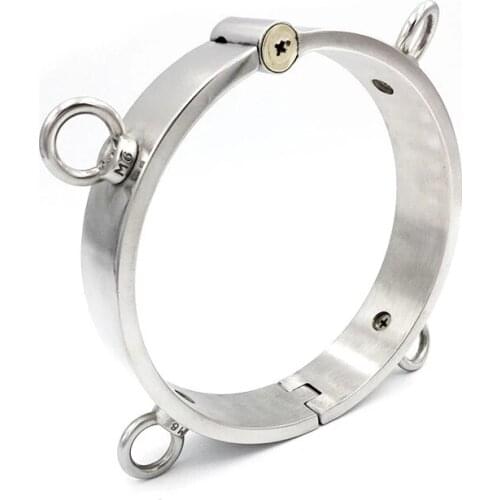 304 Stainless Steel Lockable Neck Collar With 4 Ring Fetish Slave Restraint Bondage BDSM Collar Adult Games Sex Toys For Couples