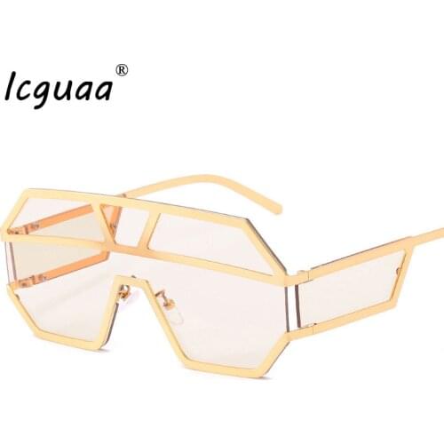 New Fashion One pieces Sunglasses women 2019 Steampunk UV400 Brand Designer Oversized Sun Glasses Vintage Men Sunglasses Shades