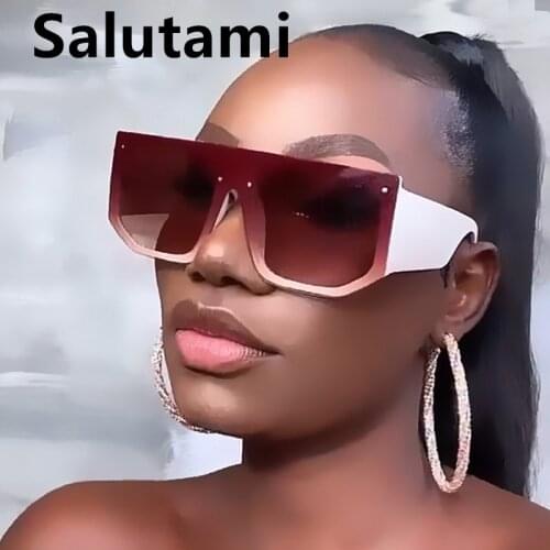 Vintage One Piece Oversized Suqare Sunglasses For Women Sexy Cool Gradient Blue Beige Brown Sun Glasses Female Wide Leg Eyewear