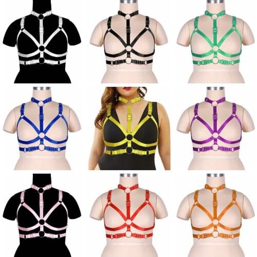 Plus Size Women Chest Harness Bondage Bra Crop Tops Adjustable 14 Colors Sexy Erotic Lingerie Fat Females Underwear Bdsm Outfit
