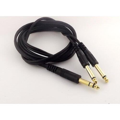 10pcs 6.35mm Stereo Male Plug to Dual 6.35mm Male Mono Audio Cable Straight Black 5ft