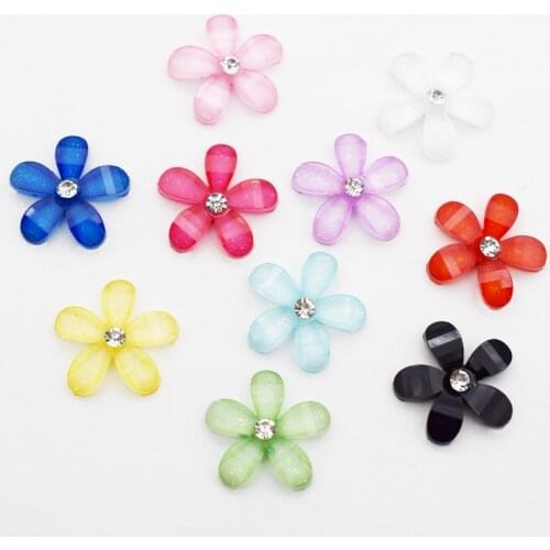 100PC Flash Diamond Flowers Flat Back Resin Accessories DIY Earrings Necklaces Decorative Material Garment Sewing Craft Supplies