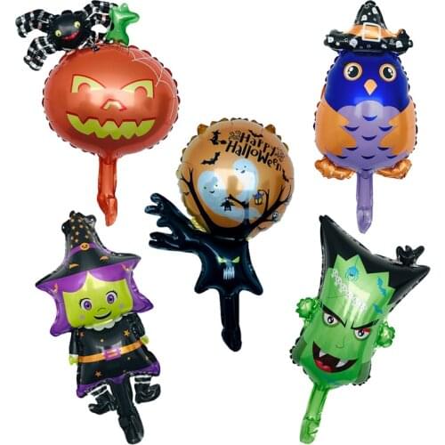 50 ps 10 Styles Mini Black Cat Pumpkin Bat Skull Specter Halloween Eve Foil Balloons Decor Inflatable toys Balloon Party Supplie