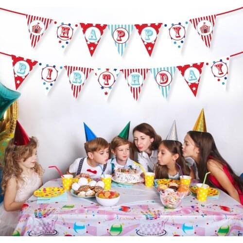 618 Sale Promotion Cartoon Animal Happy Birthday Banner Carnival Circus Birthday Party Decoration Baby Shower Kids Party Favors