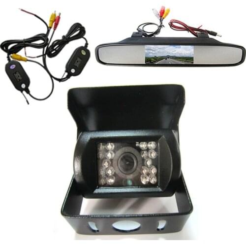 Auto parking System 4.3 inch TFT LCD Car mirror Monitor + Night Vision HD CCD RearView Camera For Bus Houseboat Truck waterproof