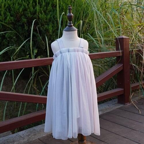 White Princess Dress Sling Strap Birthday Party Baby Girls Clothes Outfits Children Kids Lace Wedding Gown Tutu Dress Photo Prop