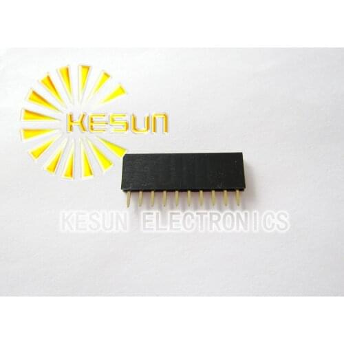 FREE SHIPPING 500PCS 2.54mm 1 X 10 Pin Gold-plated Single Row Straight Female Pin Header ROHS