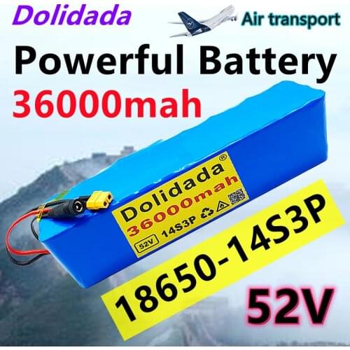 High capacity 52v2000w14s3p36mah lithium ion battery pack for 58.8v electric bicycle electric bicycle scooter with discharge bms