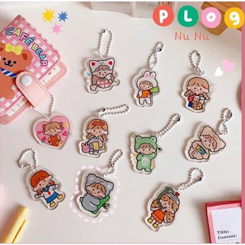 Cartoon Anime Girl Keychain Kawaii Acrylic Ins Trinket Accessories for Women Bag Pendant Airpods Key Chains Couple Gift Llavero