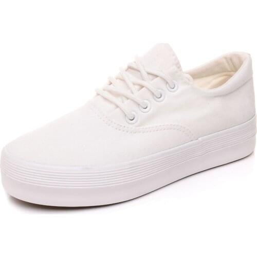 Breathable White Shoes Women Platform Sneakers 2019 Thick Sole Canvas Shoes Ladies Designer Shoes Zapatos Mujer Black Trainers