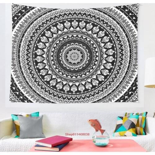 Mandala Monochrome 2 tapestry Coverlet Curtain Blanket Bedding Sheet Towel Throw Window Curtain Tapestries