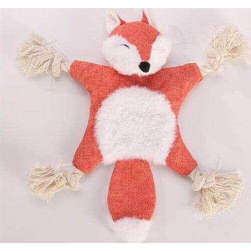 Pet Toys Dog Chew Toys Cotton Rope Material Creative Fox Shape Dog Interactive Toy Pet Bite Toy Pet Sound Toys Pet Supplies