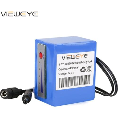 ViewEye Original Professional 12V 4500mAh/6400mAh Indicator Lithium Battery pack for Fish Finder Underwater Fishing Video Camera