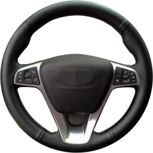 Car Steering Wheel Cover Hand-stitched Black Soft Artificial Leather For Lada Vesta 2015 2016 2017 2018 2019 Xray 2015-2019