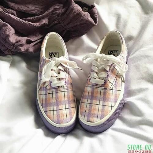 Sneakers Womens Sports Shoes Tennis Female Vulcanize Plaid Kawaii Flat Casual Footwear Summer 2021 Fashion New