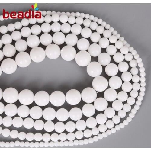 Fashion 4mm 6mm 8mm 10mm 12mm Round Beads White Natural Stone For Craft Making DIY Jewelry Bracelet Pendants Necklace