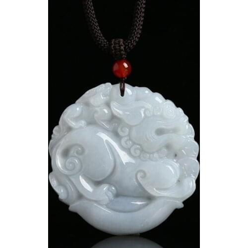 Natural Myanmar Jadeite Gather money Pixiu Jade Pendant Jewelry lucky Exorcise evil spirits Amulet Jade Pendant Fine Jewelry