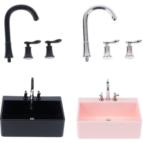 1:6 Doll House Miniature Furniture Accessories Sink Basin Faucet Mini Doll House Model