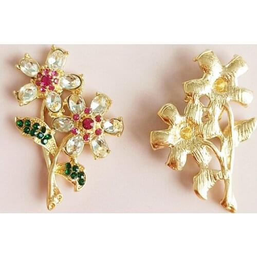 2019New 30Pcs Beautiful Rhinestone flowers and leaves Button for DIY Wedding Bridal headdress jewelry accessories HZ558