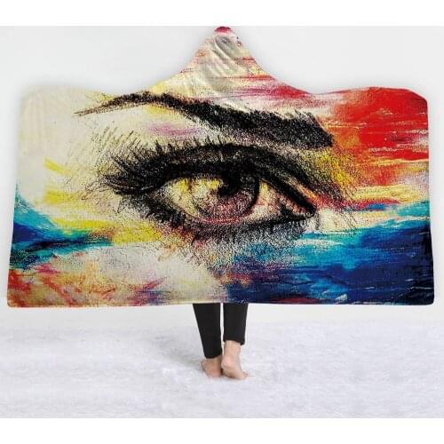 New Fashion Mandala Hooded Blanket for Adults Kids Beautiful Eyes Woman Throw Blanket Microfiber Bohemian on the Sofa