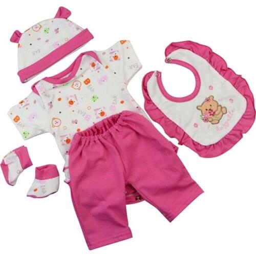 New Fashionable Western Style Suitable for 17-18 Inch or 42-45 CM Rebirth Doll Simulation Baby Cotton Bear 5-piece Set