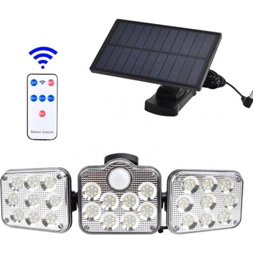 New Solar Sensor Wall Light Three-head LED Rotatable Landscape Wall Lamp Garden Outdoor Street Light Intelligent Remote Control
