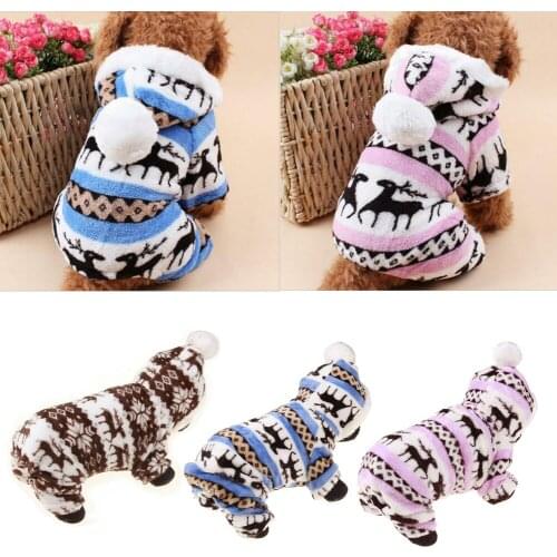 Small Pet Clothes Dog Hoodies Pajama Cute Soft Cotton Teddy Cat Sleepwear Winter Warm Coat Puppy Supplies Outwear
