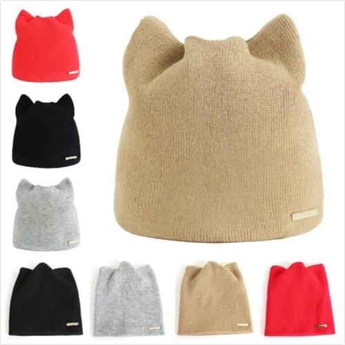 Autumn Warm Winter Hat For Women Cat Ears Skullies Beanie Hats with Ear Flaps Caps Ladies Beanies Gorros Hombre 30SP27