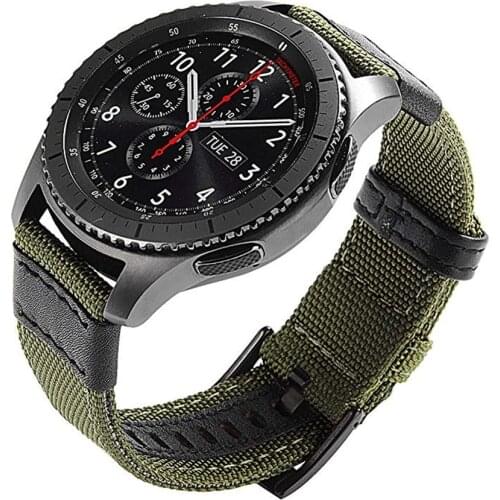 For Samsung Galaxy Watch 46mm Gear S3 Frontier Classic Band 22mm Nylon with Leather Strap Wristband for Huawei Watch GT 2 Bands