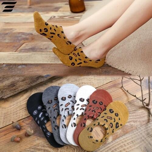 Sexy Leopard Ankle Socks Silica Anti-skid Fashion Harajuku Casual 1PC Boat Socks Girls Breathable 2020 New Cotton Women Summer