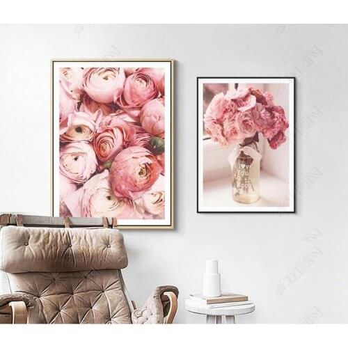 Modern Pink Rose Flowers Canvas Paintings Posters Prints Valentines Gift Wall Art Picture Bedroom Home Decor No Framed Art