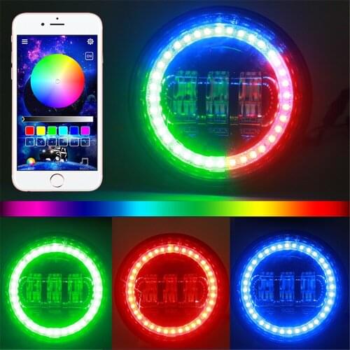 2PCS 4.5 inch Motorcycle LED With RGB Angel Eyes Passing Fog Light For Classic FLHR, 30W 4.5Inch Fog Lamp for Road King Touring