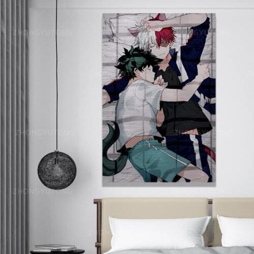 Todoroki And Midoriya Yaoi Poster Decorative Painting Canvas Wall Art Living Room Posters Bedroom Painting