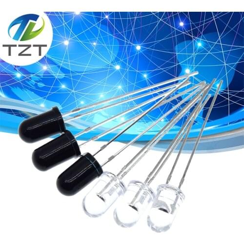 TZT LED 5mm 940nm IR Infrared Emitting & Receiving Diode Round Tube Light