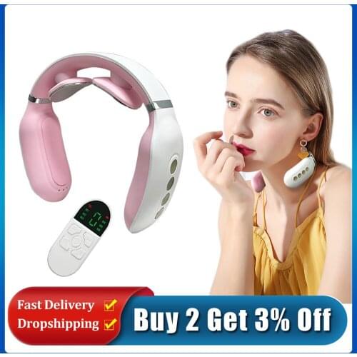 Smart Electric Neck and Shoulder Cervical Massager Relaxation 6 Mode Tens Pulse Therapy Pain Relief Tool Health Care With Remote