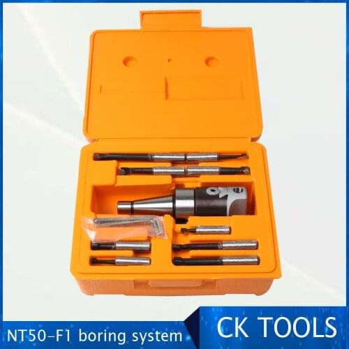 Top quality NT50 M24 Arbor F1 -12 50mm boring head and 9pcs 12mm boring bars, boring head set
