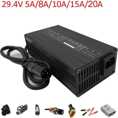 24V 5A 7A 10A 15A 18A Li-ion Fast Charger 29.4V lithium Ebike Charger for 24V 7S Electric Bike Scooter Golf Cart Battery Charger