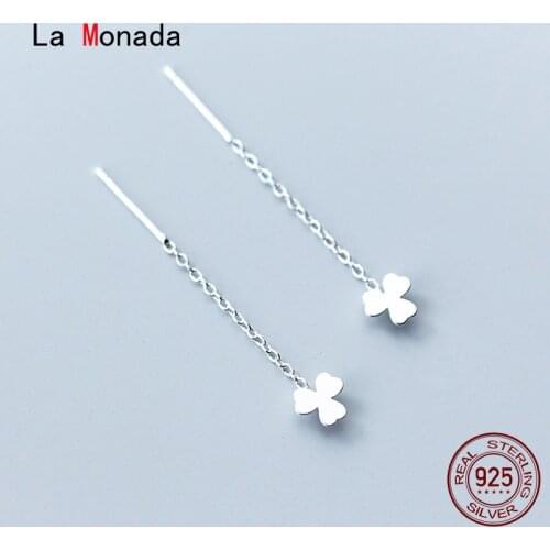 La Monada Leaf Flower Dangle Women Drop Silver Earrings 925 Sterling Silver Short Fine Jewelry For Women Hanging Korean Earrings